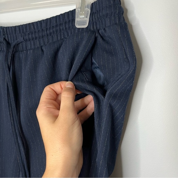 Time And Tru Pull On Navy Blue Pinstripe High Rise Knit Pants Size Medium 8-10 - Picture 9 of 16